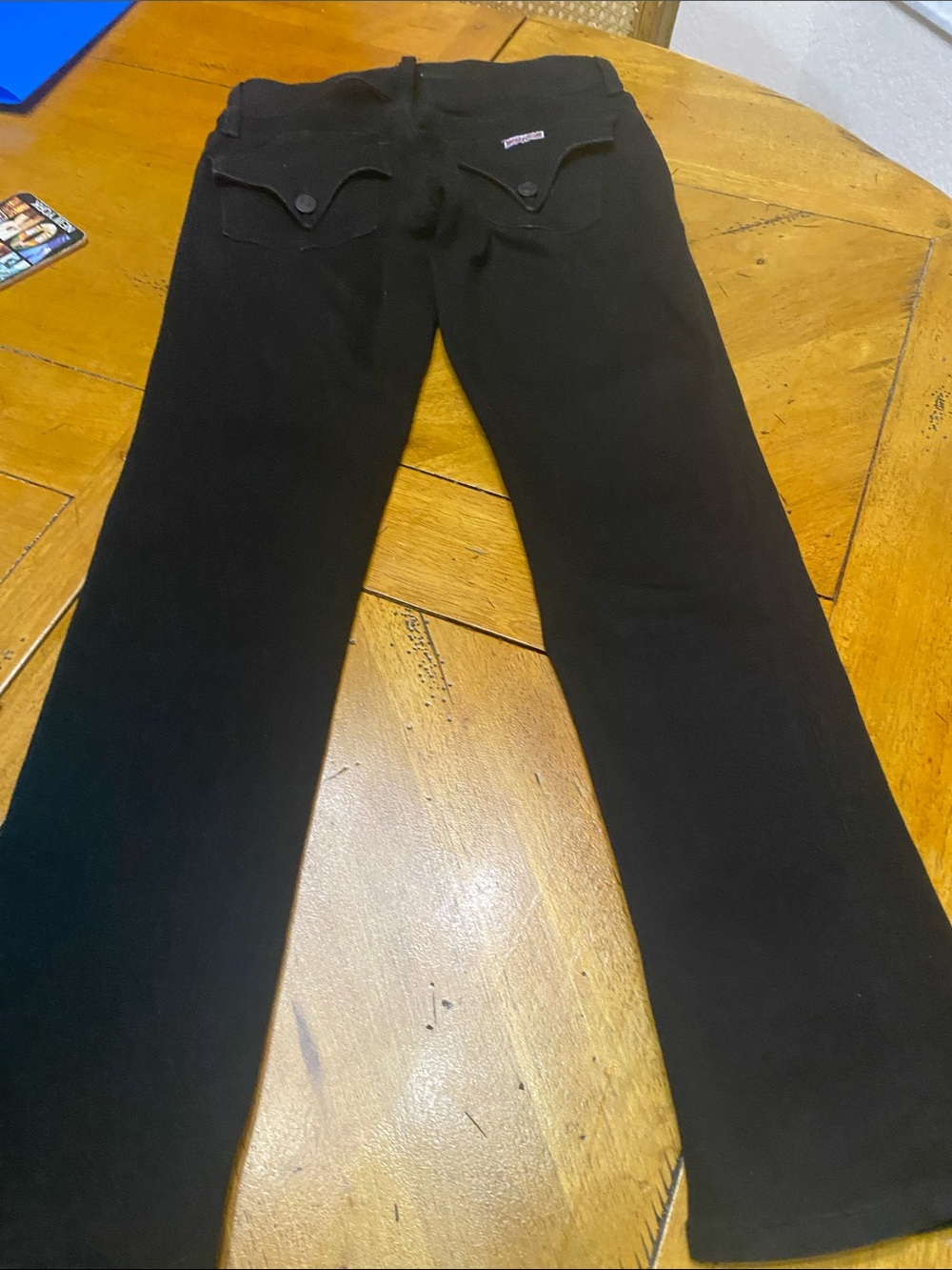 Hudson Jeans Black Pants with Flag Patch Detail